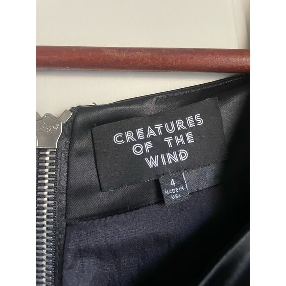 CREATURES of the WIND $1400 Demilo Fitted Satin Sheath Dress LBD Military Square - Picture 6 of 10